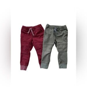 Cat & Jack Size 2T Olive and Maroon Joggers Pants Bundle Reinforced Knees